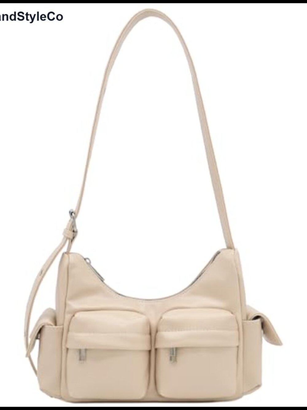 Glossy PU Leather Multi Pocket Shoulder Bag Hobo